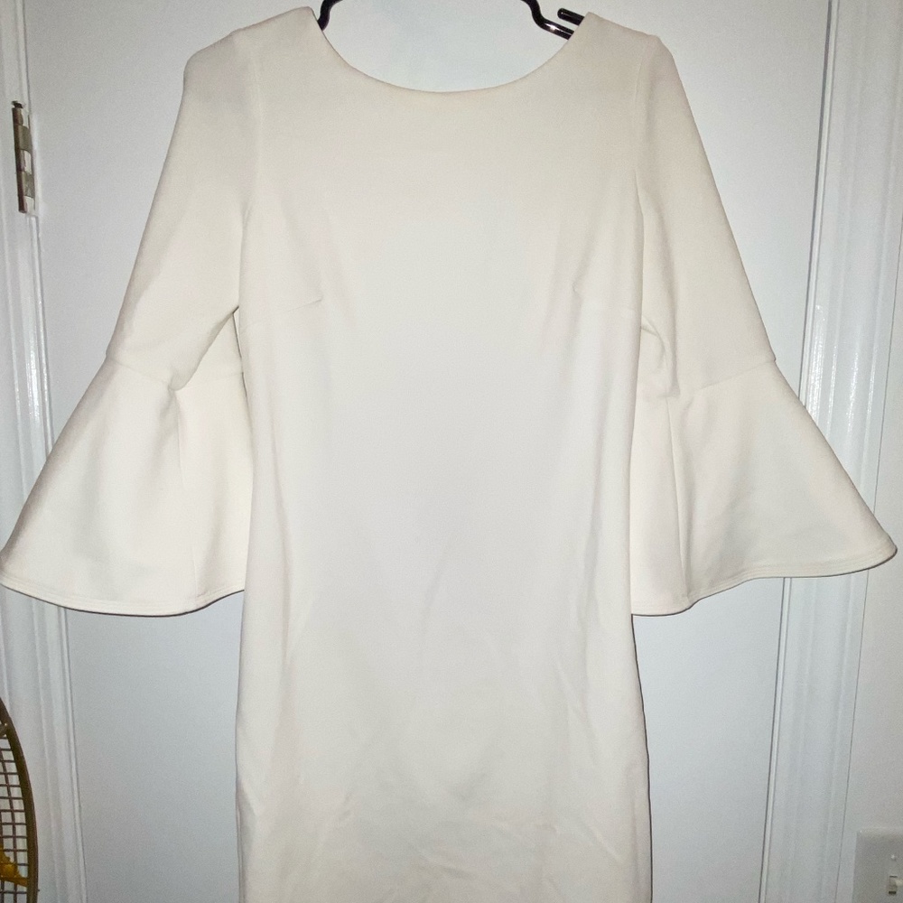 Calvin Klein Women's Bell Sleeve White Dress